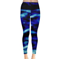 Blue Waves Abstract Series No8 Leggings  by DimitriosArt