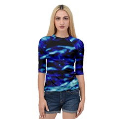 Blue Waves Abstract Series No8 Quarter Sleeve Raglan Tee