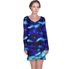 Blue Waves Abstract Series No8 Long Sleeve Nightdress