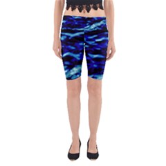 Blue Waves Abstract Series No8 Yoga Cropped Leggings by DimitriosArt