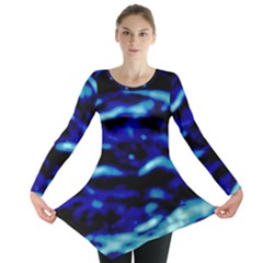 Blue Waves Abstract Series No8 Long Sleeve Tunic 