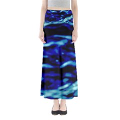 Blue Waves Abstract Series No8 Full Length Maxi Skirt by DimitriosArt