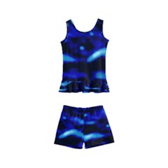 Blue Waves Abstract Series No8 Kids  Boyleg Swimsuit