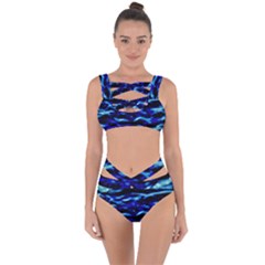 Blue Waves Abstract Series No8 Bandaged Up Bikini Set  by DimitriosArt