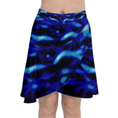 Blue Waves Abstract Series No8 Chiffon Wrap Front Skirt