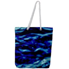 Blue Waves Abstract Series No8 Full Print Rope Handle Tote (Large)