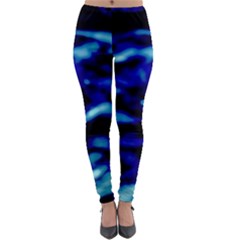 Blue Waves Abstract Series No8 Lightweight Velour Leggings by DimitriosArt