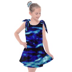 Blue Waves Abstract Series No8 Kids  Tie Up Tunic Dress by DimitriosArt