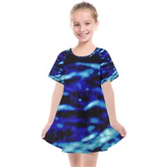 Blue Waves Abstract Series No8 Kids  Smock Dress