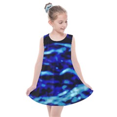 Blue Waves Abstract Series No8 Kids  Summer Dress by DimitriosArt