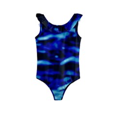 Blue Waves Abstract Series No8 Kids  Frill Swimsuit