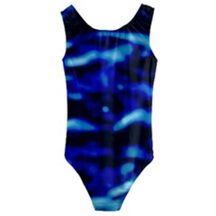 Blue Waves Abstract Series No8 Kids  Cut-Out Back One Piece Swimsuit