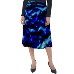 Blue Waves Abstract Series No8 Classic Velour Midi Skirt 