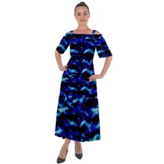 Blue Waves Abstract Series No8 Shoulder Straps Boho Maxi Dress 