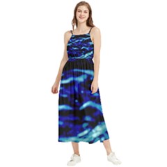 Blue Waves Abstract Series No8 Boho Sleeveless Summer Dress