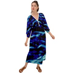 Blue Waves Abstract Series No8 Grecian Style  Maxi Dress