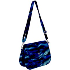 Blue Waves Abstract Series No8 Saddle Handbag by DimitriosArt