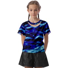 Blue Waves Abstract Series No8 Kids  Front Cut Tee