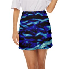 Blue Waves Abstract Series No8 Mini Front Wrap Skirt