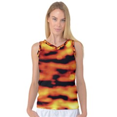 Red  Waves Abstract Series No5 Women s Basketball Tank Top by DimitriosArt