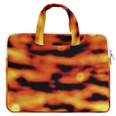 Red  Waves Abstract Series No5 Macbook Pro Double Pocket Laptop Bag by DimitriosArt