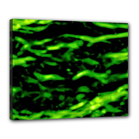 Green  Waves Abstract Series No3 Canvas 20  X 16  (stretched) by DimitriosArt