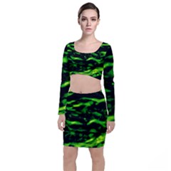 Green  Waves Abstract Series No3 Top And Skirt Sets by DimitriosArt