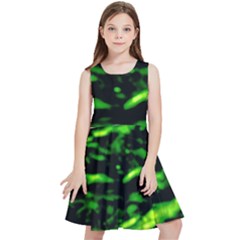 Green  Waves Abstract Series No3 Kids  Skater Dress by DimitriosArt
