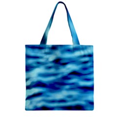 Blue Waves Abstract Series No4 Zipper Grocery Tote Bag by DimitriosArt