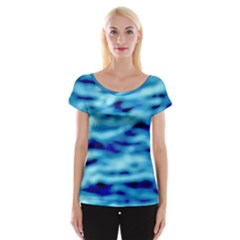 Blue Waves Abstract Series No4 Cap Sleeve Top by DimitriosArt