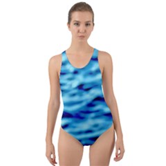 Blue Waves Abstract Series No4 Cut-out Back One Piece Swimsuit by DimitriosArt