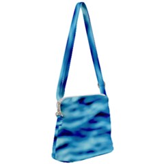 Blue Waves Abstract Series No4 Zipper Messenger Bag by DimitriosArt