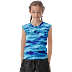 Blue Waves Abstract Series No4 Kids  Raglan Cap Sleeve Tee