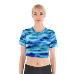 Blue Waves Abstract Series No4 Cotton Crop Top