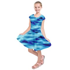 Blue Waves Abstract Series No4 Kids  Short Sleeve Dress