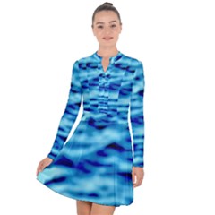 Blue Waves Abstract Series No4 Long Sleeve Panel Dress