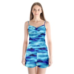 Blue Waves Abstract Series No4 Satin Pajamas Set