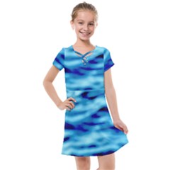 Blue Waves Abstract Series No4 Kids  Cross Web Dress