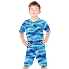 Blue Waves Abstract Series No4 Kids  Tee and Shorts Set