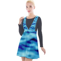 Blue Waves Abstract Series No4 Plunge Pinafore Velour Dress by DimitriosArt