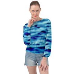 Blue Waves Abstract Series No4 Banded Bottom Chiffon Top