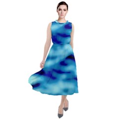 Blue Waves Abstract Series No4 Round Neck Boho Dress