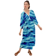 Blue Waves Abstract Series No4 Grecian Style  Maxi Dress