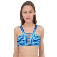 Blue Waves Abstract Series No4 Cage Up Bikini Top