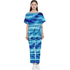Blue Waves Abstract Series No4 Batwing Lightweight Jumpsuit by DimitriosArt