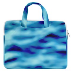 Blue Waves Abstract Series No4 Macbook Pro Double Pocket Laptop Bag by DimitriosArt