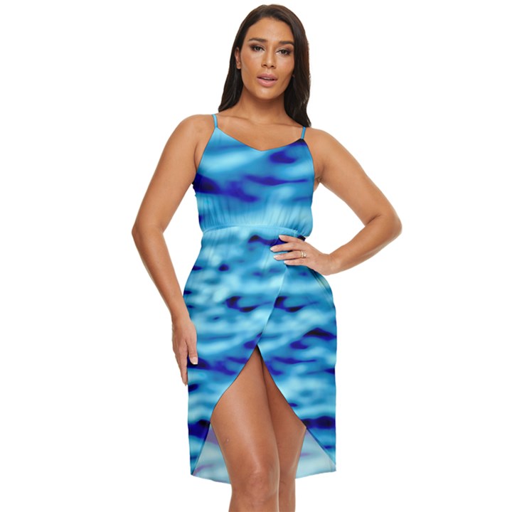 Blue Waves Abstract Series No4 Tulip Hem Mini Chiffon Dress