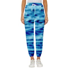 Blue Waves Abstract Series No4 Cropped Drawstring Pants by DimitriosArt