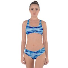 Blue Waves Abstract Series No5 Criss Cross Bikini Set by DimitriosArt