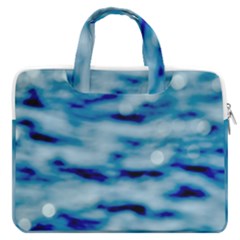 Blue Waves Abstract Series No5 Macbook Pro Double Pocket Laptop Bag (large) by DimitriosArt